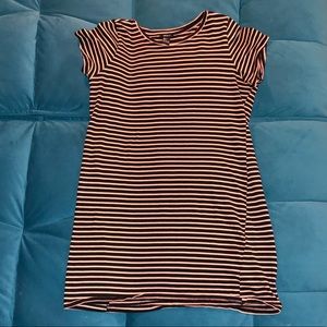 Forever 21 beige and black striped shirt dress